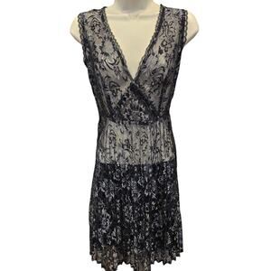 Black metallic shiny lace sheer see through elegant sexy sleepwear M eliza dress